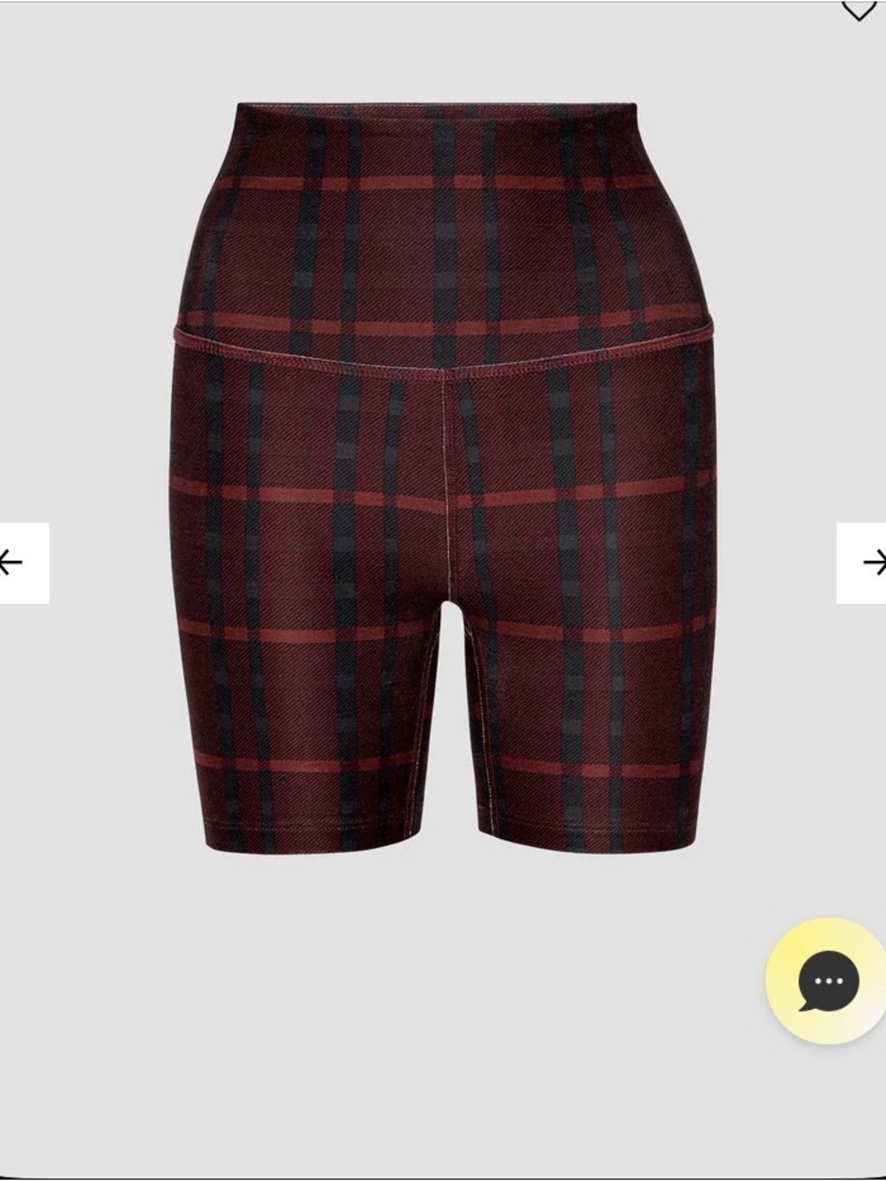 2 pairs of NWT Green & Red Plaid XS Beyond Yoga SoftMark Keep Pace Biker Shorts